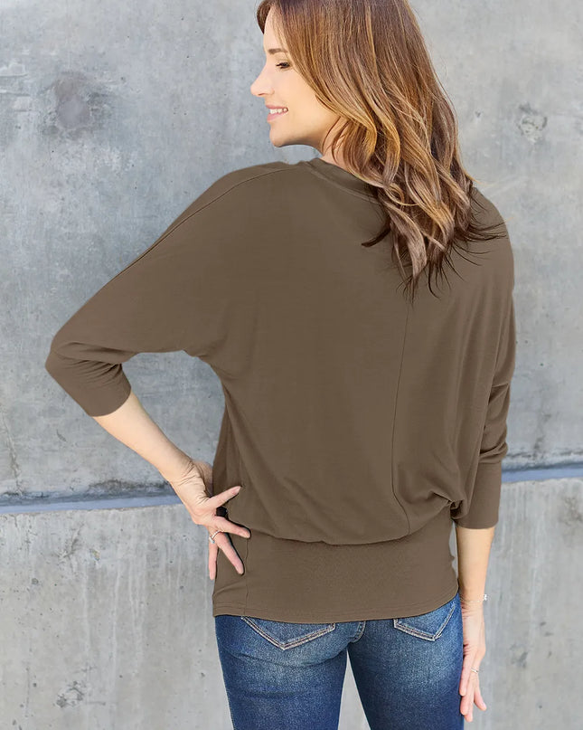 Basic Bae Full Size Round Neck Batwing Sleeve Top