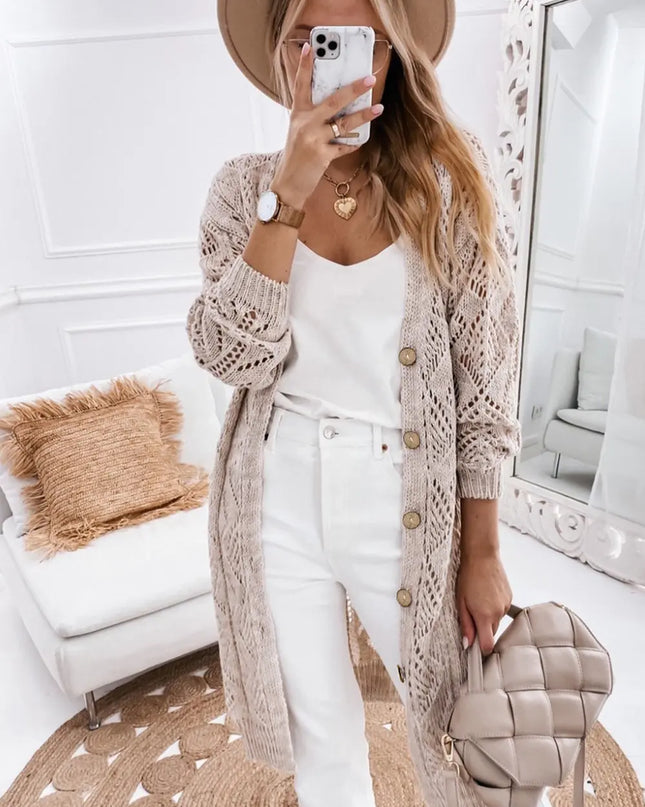 V-Neck Long Sleeve Cardigan