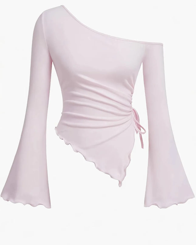 One Shoulder Bell Sleeve T-Shirt