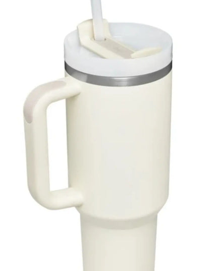 Stainless Steel Tumbler with Upgraded Handle and Straw Ivory One Size