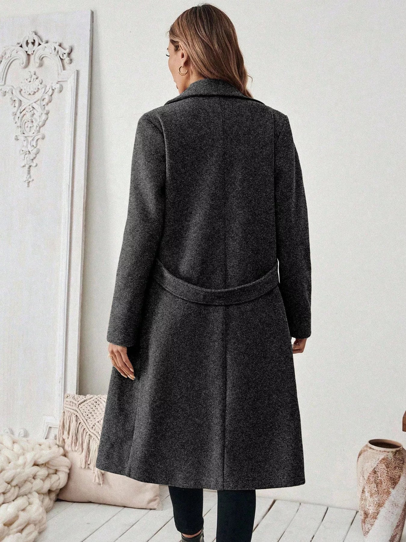 One Button Wool Blend Overcoat