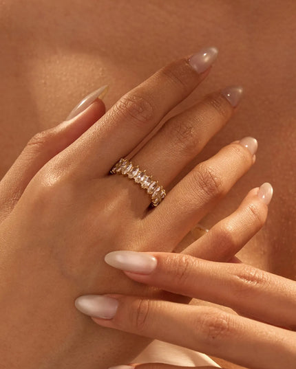 18K Gold-Plated Stainless Steel Zircon Ring Gold One Size