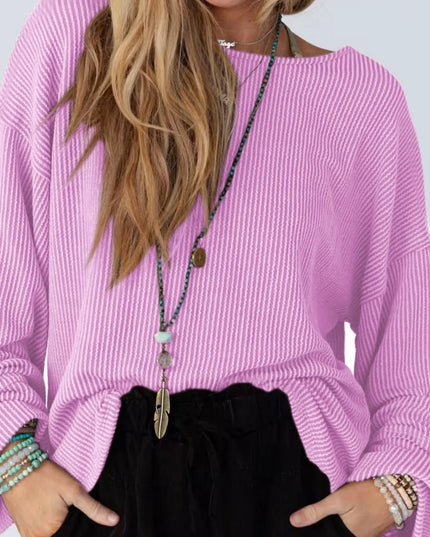 Cutout Back Long Sleeve T-Shirt Purple