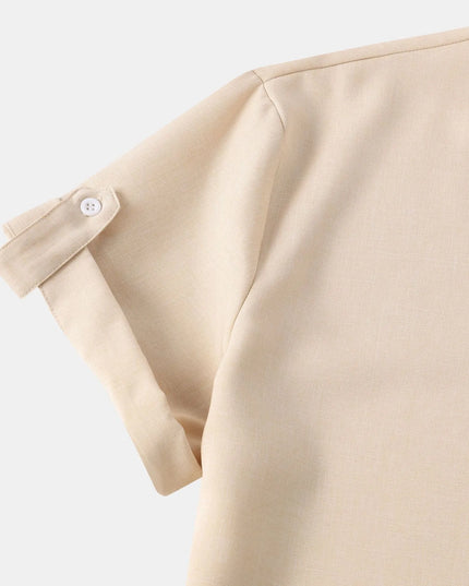 Men's Stand Collar Short Sleeve Henley Shirt