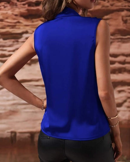 Sleeveless Wrap Draped Blouse