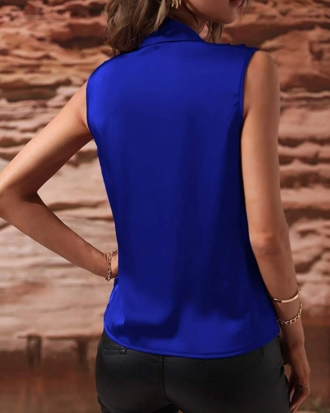 Sleeveless Wrap Draped Blouse