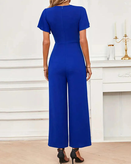 V-Neck Flutter Sleeve Jumpsuit