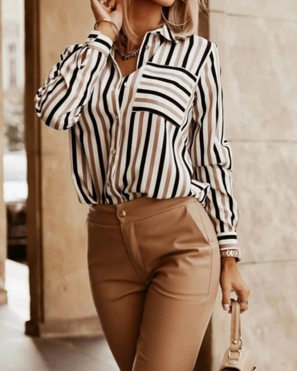 Striped Button-Down Long Sleeve Shirt