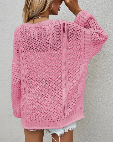 Openwork Button Front Cardigan