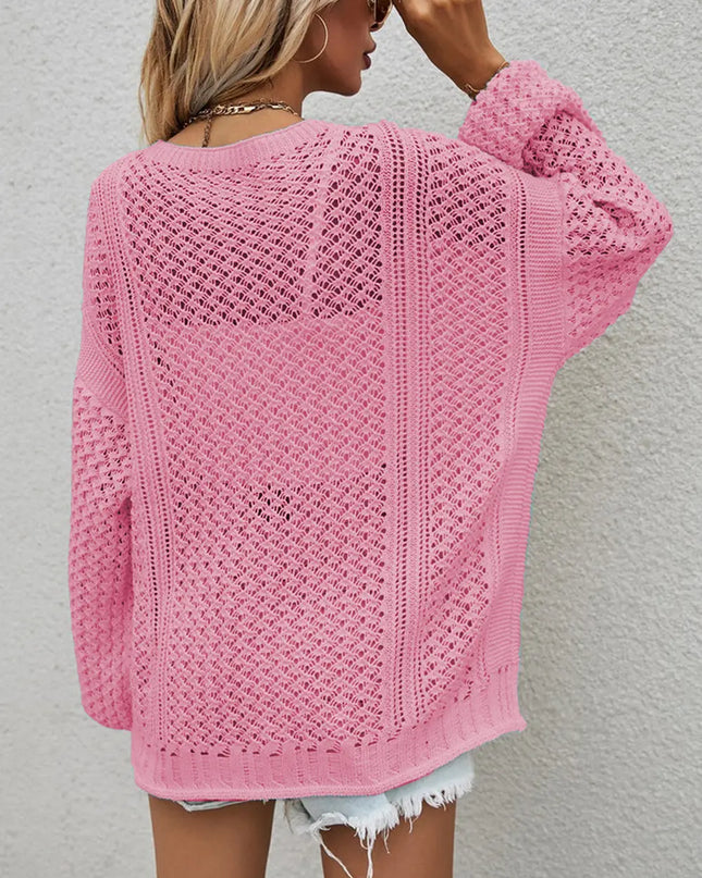 Openwork Button Front Cardigan