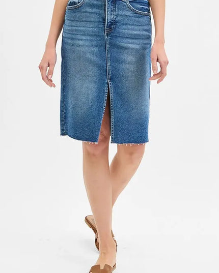 RISEN Full Size High Rise Front Slit Pencil Skirts Plus Size