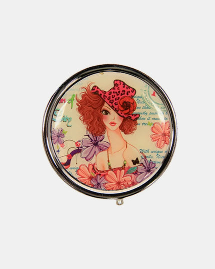 Nicole Lee USA Print Metallic Circular Small Pill Case Sunny White One Size