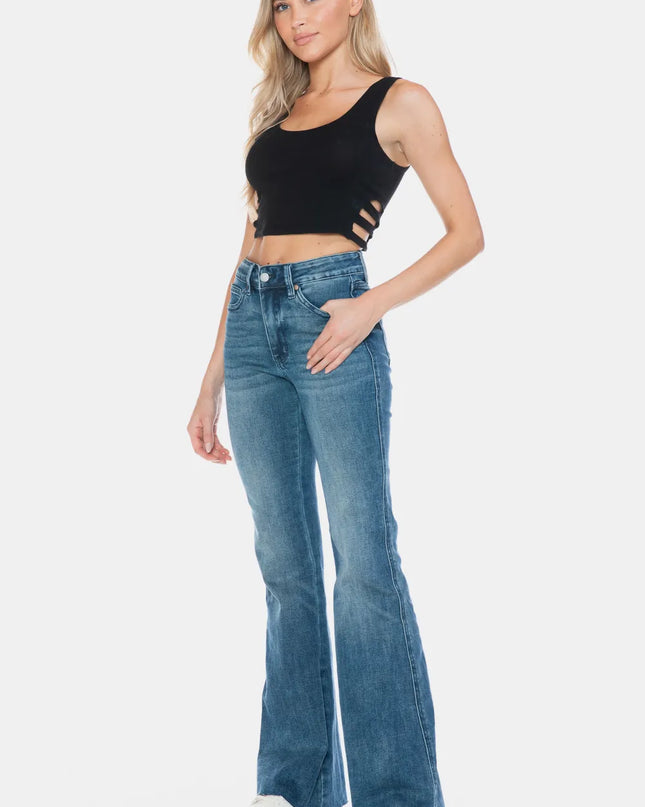 Judy Blue Full Size Tummy Control Cut Hem Flare Jeans