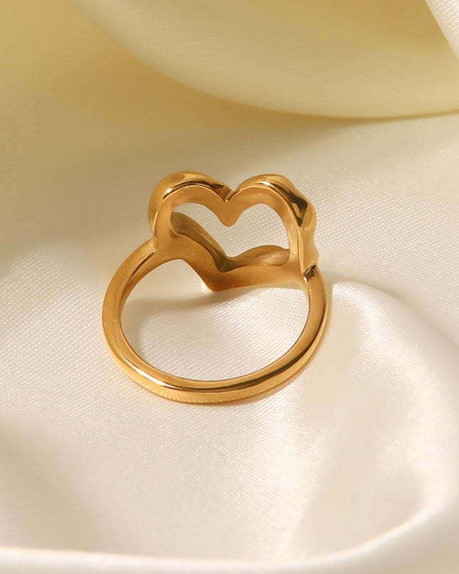 18K Gold Plated Heart-Shaped Ring 
