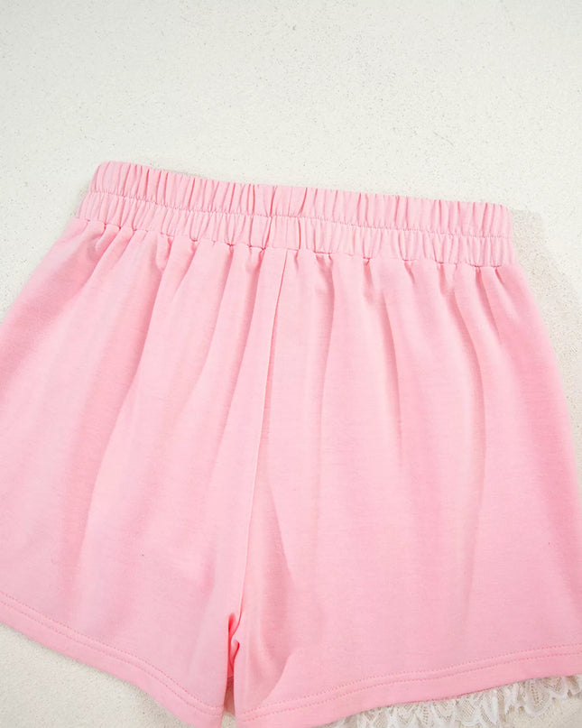 Peter Pan Lace Embellished Neck Sweatshirt and Skirt Two Piece Set