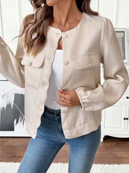 Button-Front Jacket with Pocket Details