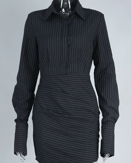Striped Long Sleeve Shirt Dress