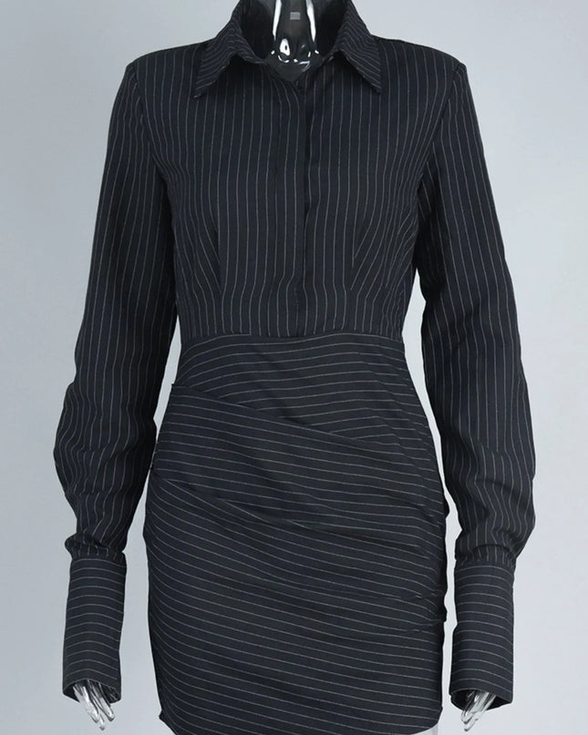 Striped Long Sleeve Shirt Dress