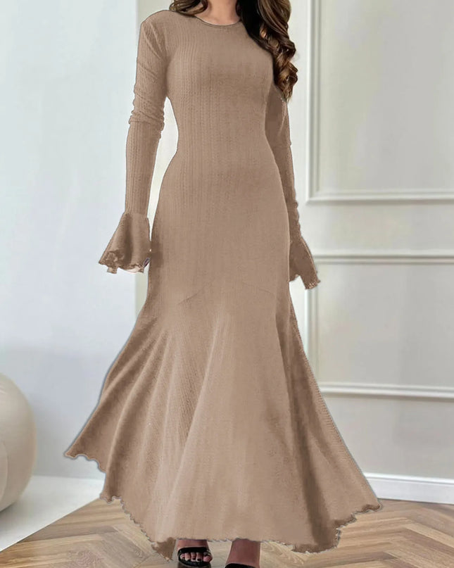 Elegant Ribbed Long Sleeve Mermaid Sweater Dress