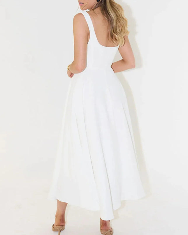 Square Neck Sleeveless Midi Dress