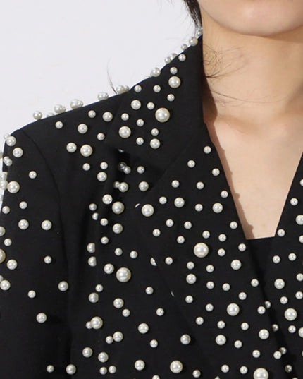 Pearl Embellished Double-Breasted Blazer