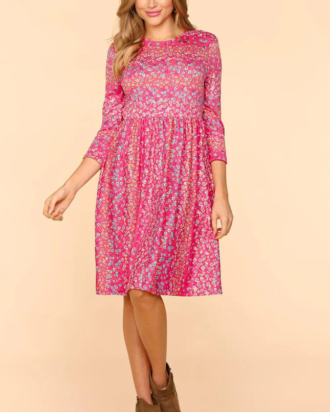 Haptics Round Neck Floral Dress with Pockets