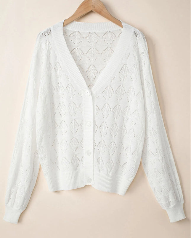 Openwork Button Up Cardigan