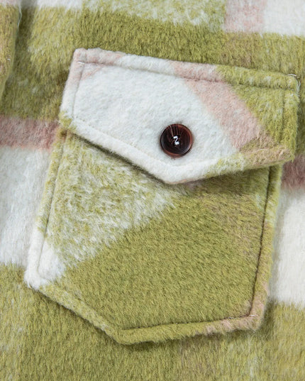 Pocketed Plaid Collared Neck Shacket