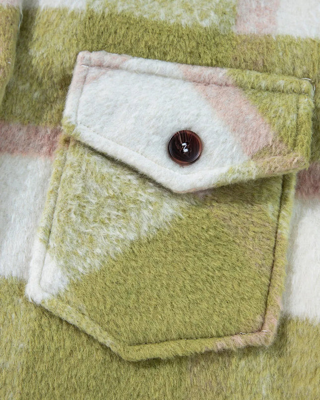 Pocketed Plaid Collared Neck Shacket