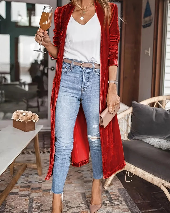 Open Front Long Sleeve Coat