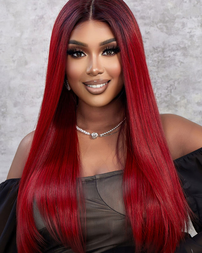 13*2" Lace Front Wigs Synthetic Straight 26" 150% Density 
