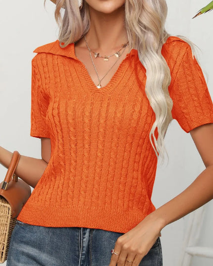 Cable Knit Short Sleeve Top