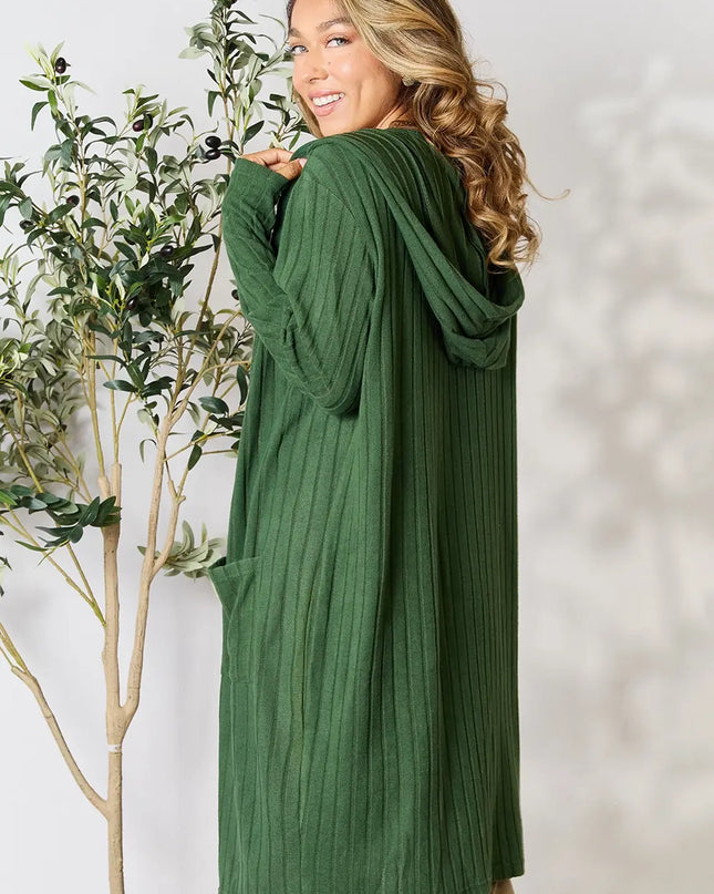 Basic Bae Full Size Hooded Sweater Cardigan