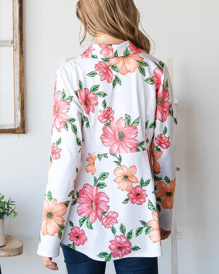 Heimish Full Size Multi Color Floral Blazers with Tunic Plus Size