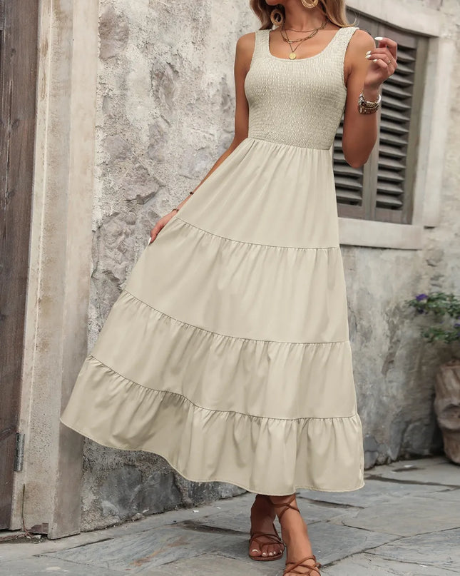 Ivy Lane Smocked Scoop Neck Sleeveless Tank Dress 