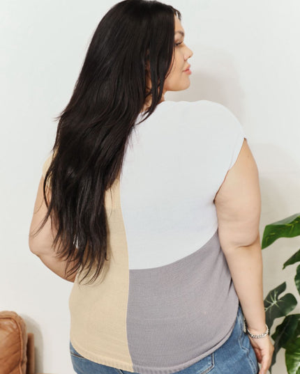 Color Block V-Neck Knit Top