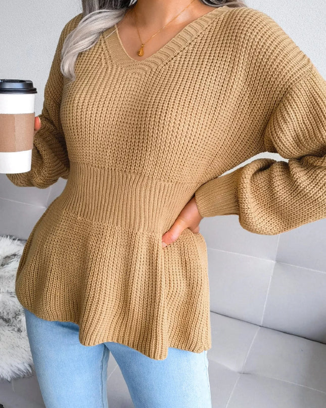V-Neck Dropped Shoulder Sweater