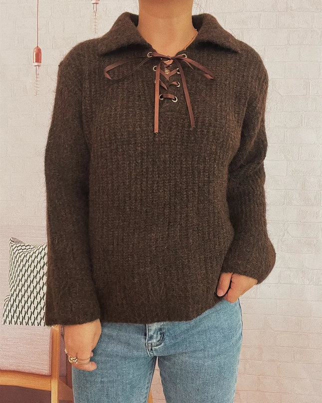 Lace Up Long Sleeve Sweater