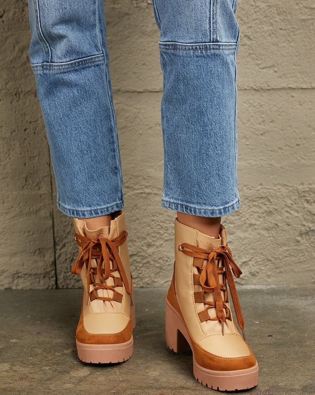 East Lion Corp Lace Up Lug Booties Khaki
