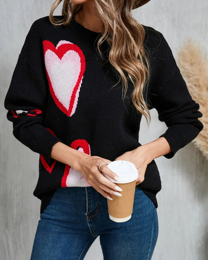 Angel Wings Heart Round Neck Long Sleeve Sweater