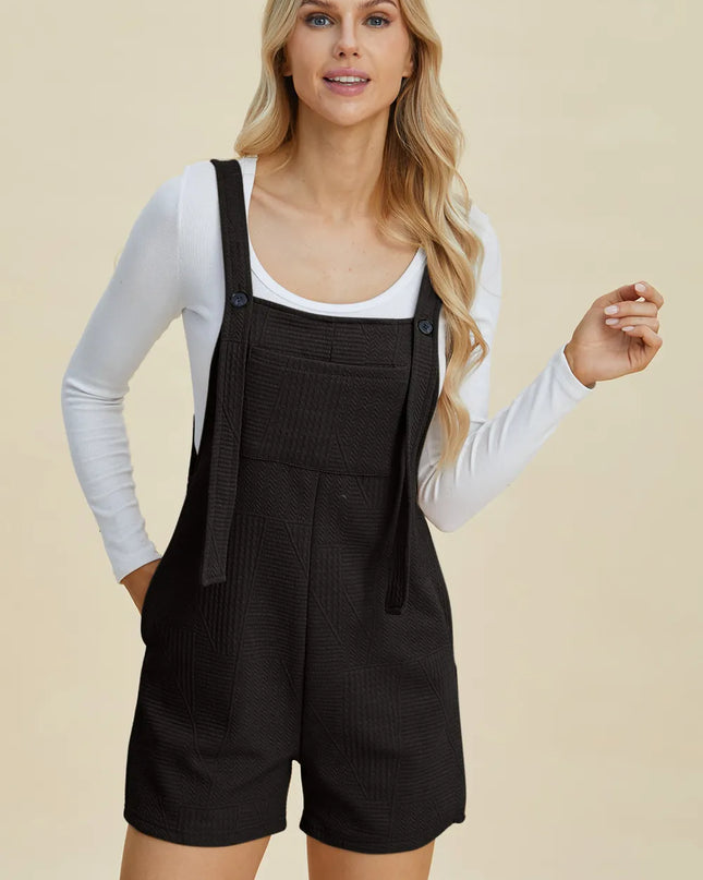 Double Take Full Size Texture Sleeveless Romper