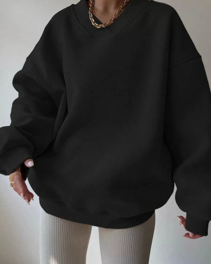 Dropped Shoulder Long Sleeve Oversized Sweatshirt Black
