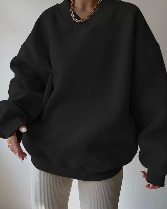 Dropped Shoulder Long Sleeve Oversized Sweatshirt Black