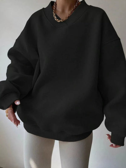 Dropped Shoulder Long Sleeve Oversized Sweatshirt Black