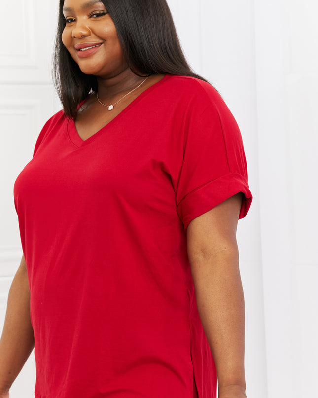 Zenana Full Size Quiet Moments Brushed Lounge Set in Burgundy