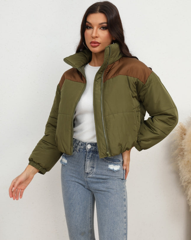 Two-Tone Zip-Up Puffer Jacket