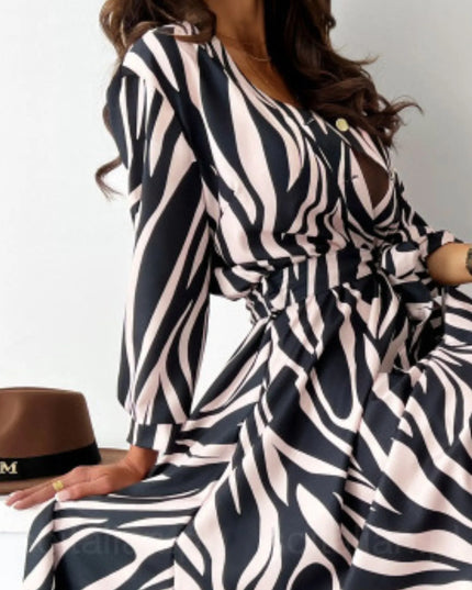 Printed Tie Waist Midi Dress 