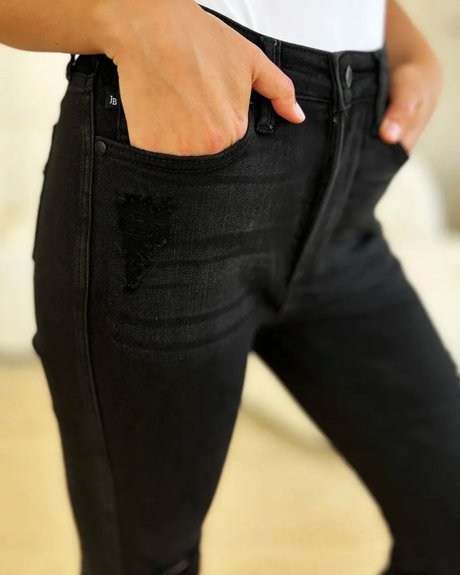 Judy Blue Full Size High Waist Distressed Flare Jeans