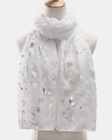 Christmas Element Polyester Scarf White One Size