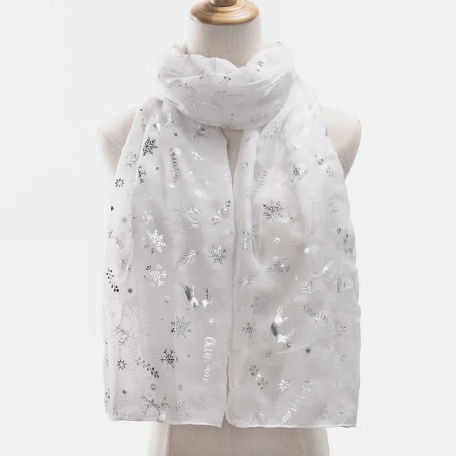 Christmas Element Polyester Scarf White One Size